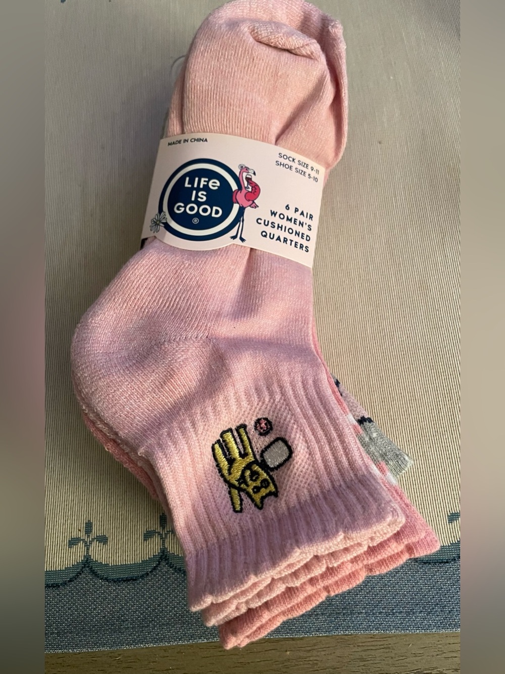 Life is Good Women's Cushioned Quarter Socks - Pink (6 Pair)
